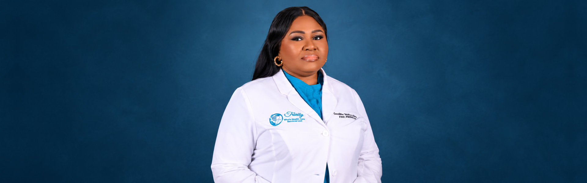 woman in a white lab coat